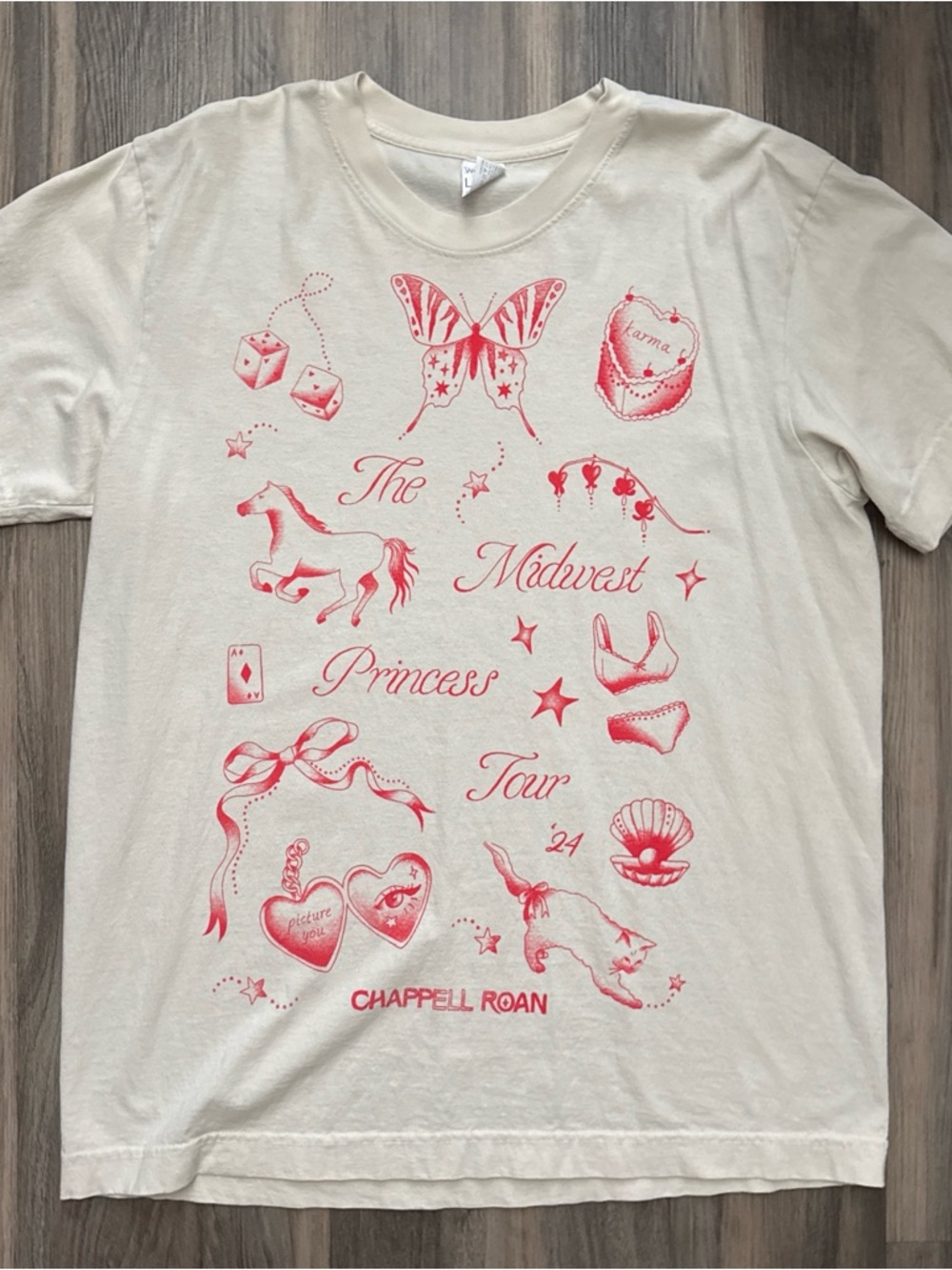 Chappell Roan official merch: The Midwest Princess Tour Pink Graphic Tee